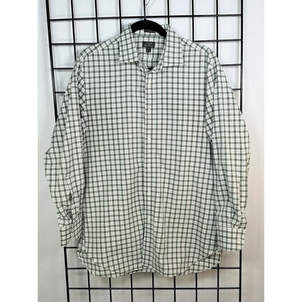 J. Crew Ludlow‎ Premium Slim Dress Shirt Men's 16 x 32 Green Purple Check Casual